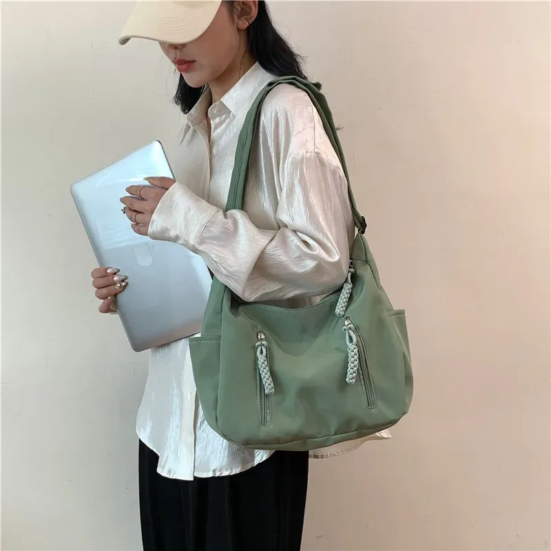 sac messager en nylon pour femmes, sacs à bandoulière croissant multi-poches, sac à bandoulière léger, fourre-tout de voyage, sac de shopping