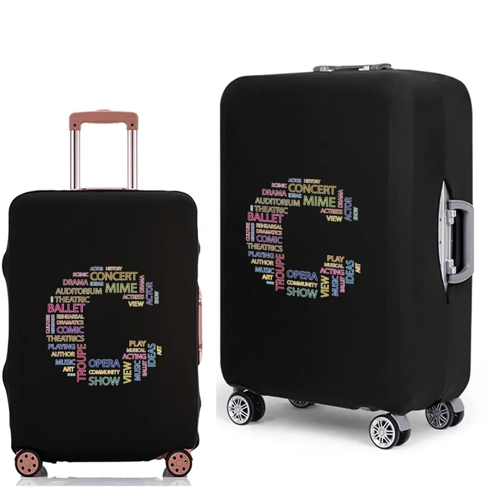 étui à bagages 2022, housse de protection avec texte 26 lettres, motif de voyage, élastique, housse anti-poussière pour valise de 18 à 28 pouces