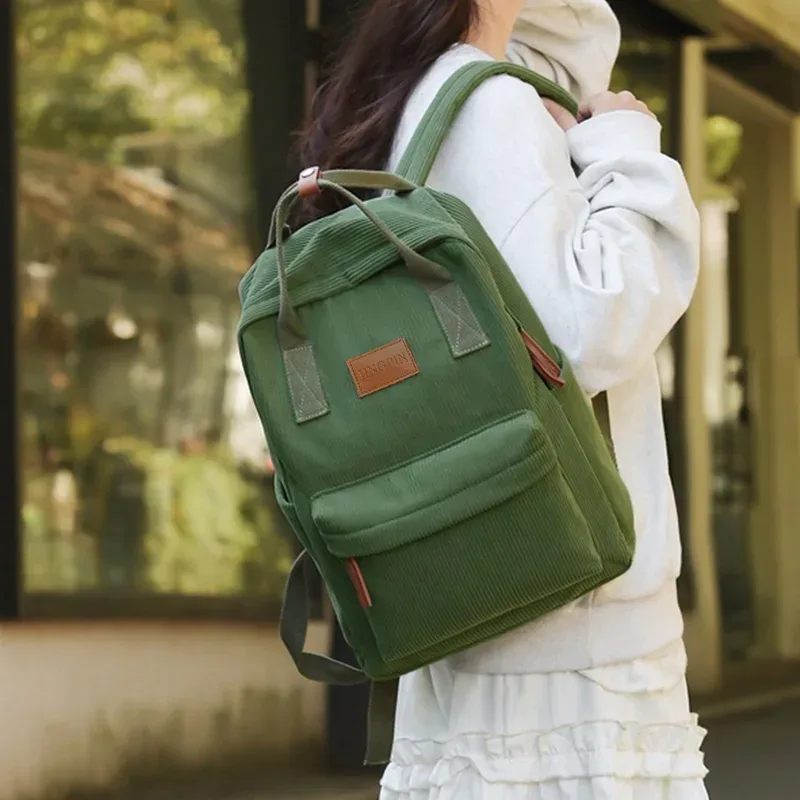 sac à dos élégant en velours côtelé, multicolore, sangle réglable, léger pour un usage quotidien, décontracté, fonctionnel, élégant, simple