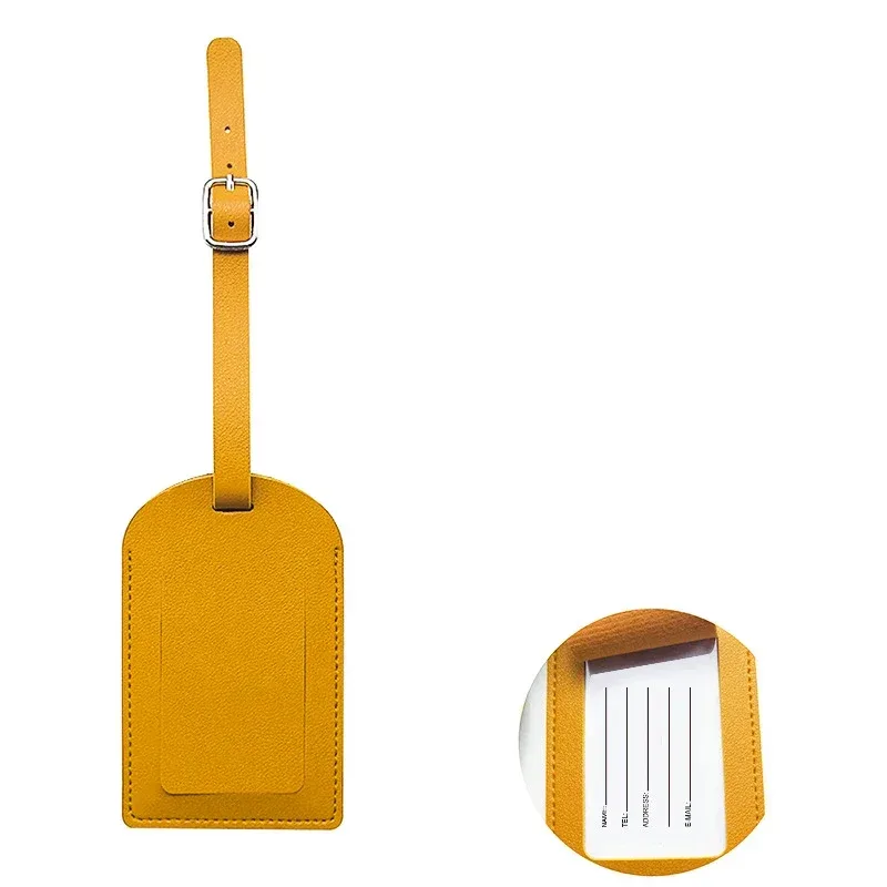 étiquette d'identification de bagage en cuir pu pour valise, porte-nom et adresse, accessoire de voyage pour femmes et hommes