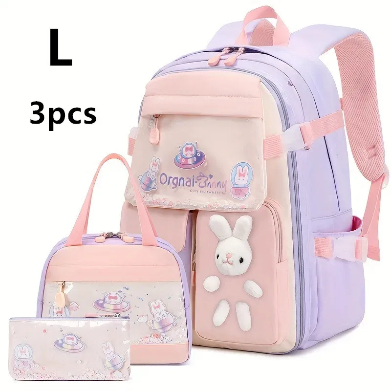 sac à dos adorable en forme de lapin pour adolescentes, cartable mignon de dessin animé pour filles de l'école primaire, sac à dos de voyage en 2 tailles pour les élèves de la 1ère à la 9ème année