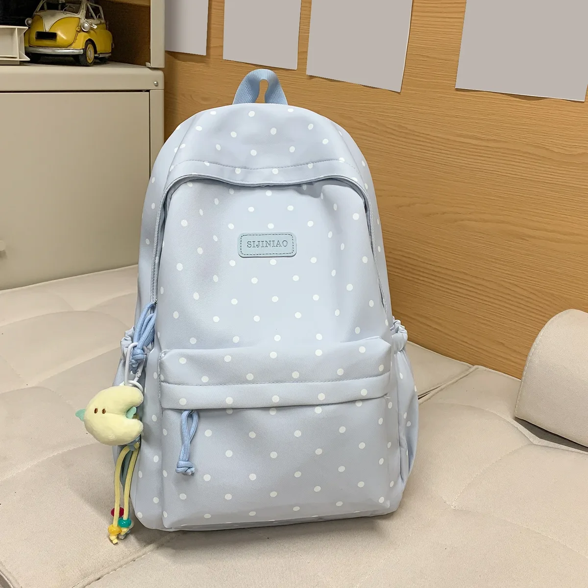 sac à dos de voyage mignon à pois, grande capacité, léger, sac à livres, sac pour ordinateur portable pour les étudiantes du primaire et du collège