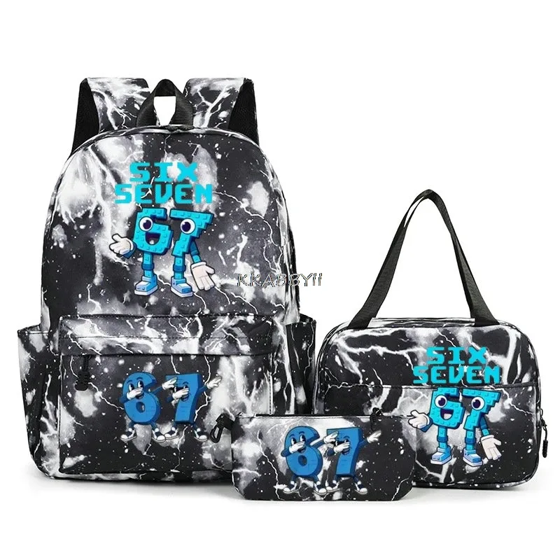 lot de 3 sacs à dos imprimés 67 six seven, style simple, légers, pour garçons et filles, sacs d'école amusants avec le numéro 67, sacs de voyage, mochilas