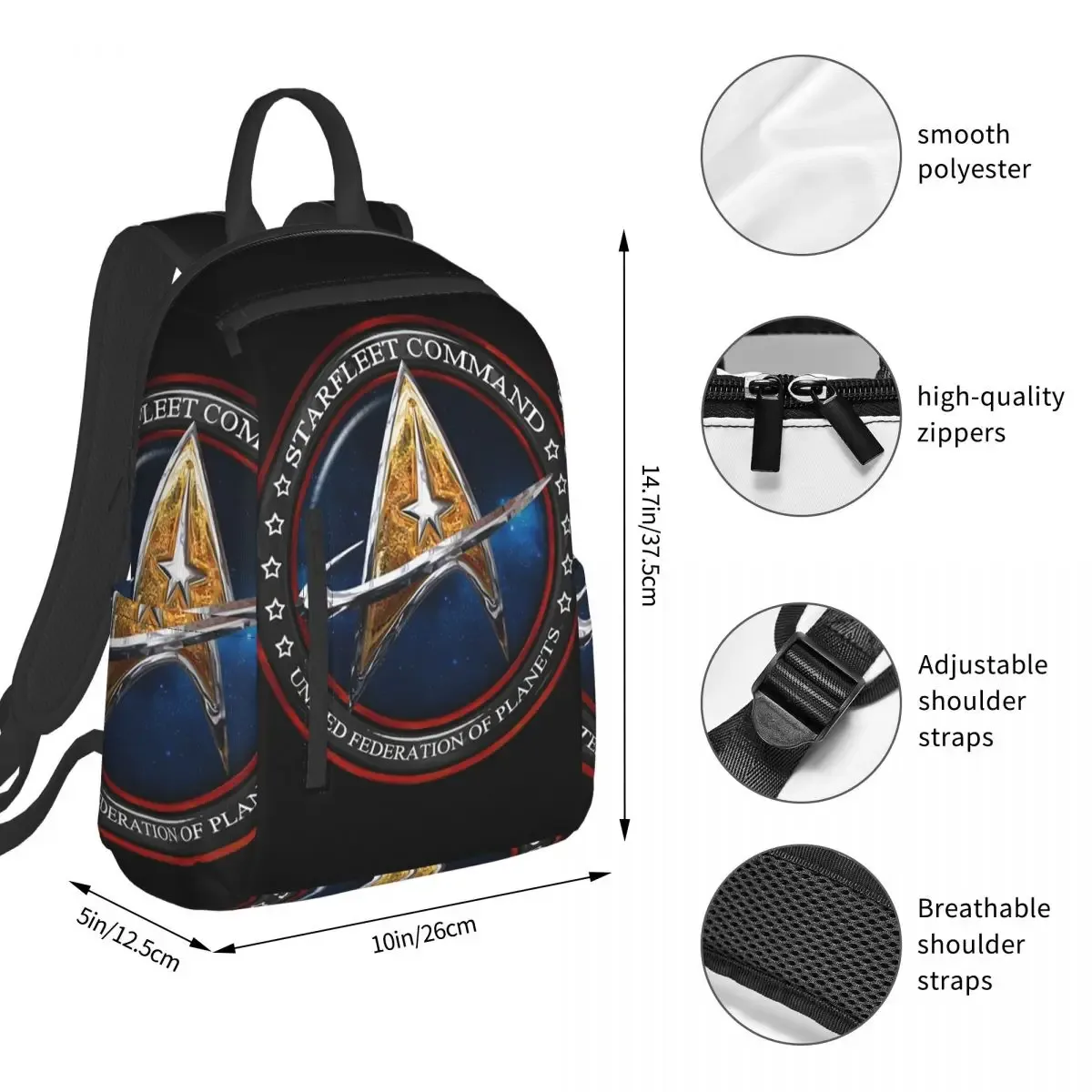 sac à dos pour étudiants, série télévisée de science-fiction star treks, sac d'école, sac à dos de randonnée, sac de voyage pour hommes et femmes, sac à bandoulière