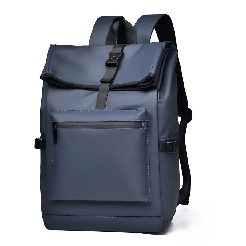sac à dos de grande capacité – sac de voyage et de banlieue élégant noir uni avec bretelles réglables, plusieurs compartiments, sac à dos de voyage