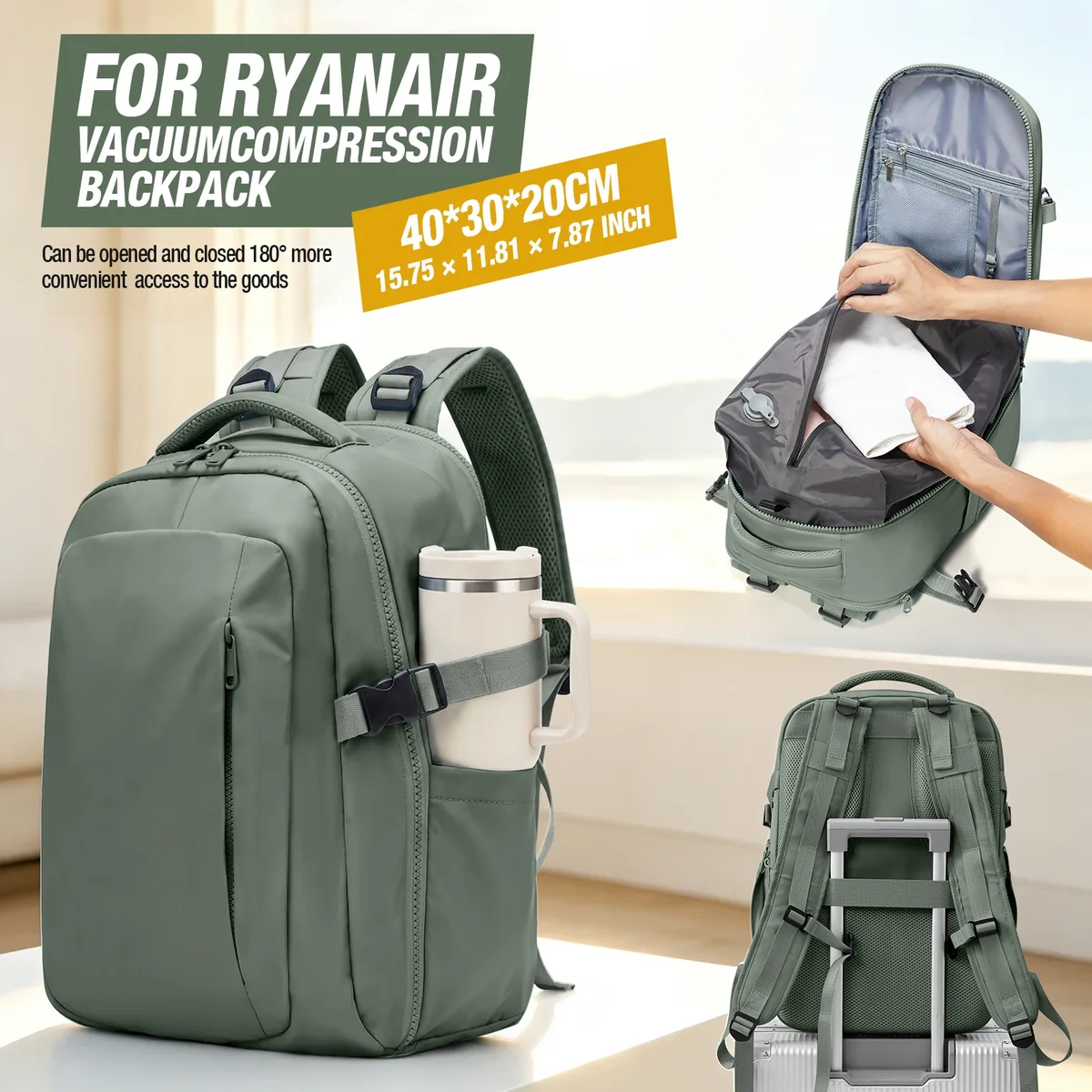 sac à dos de voyage sous vide 40x30x20 pour cabine ryanair wizzair easyjet, sac à dos de transport pour avion, sacoche pour ordinateur portable