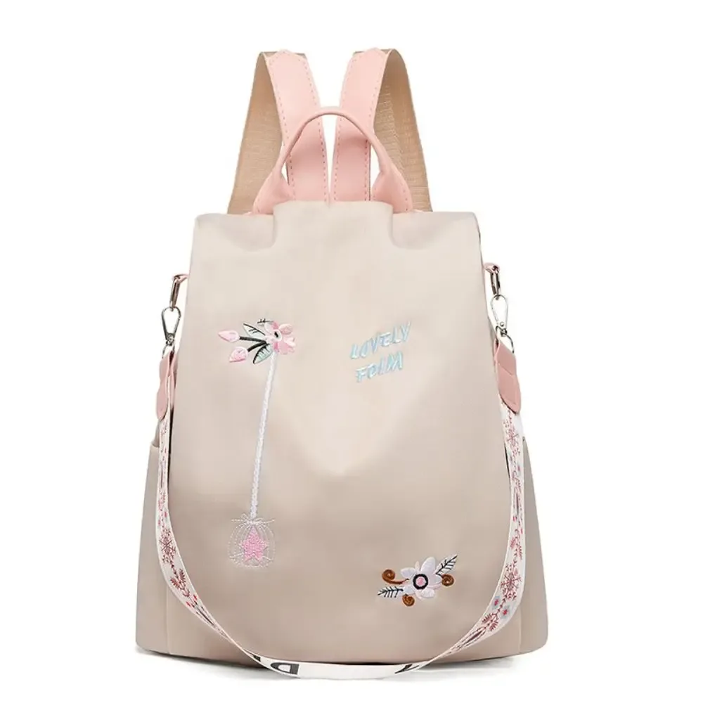 oxford – sac à dos étanche pour femmes, sac d'école antivol, broderie de styliste, grande capacité, sac à main de voyage à bandoulière