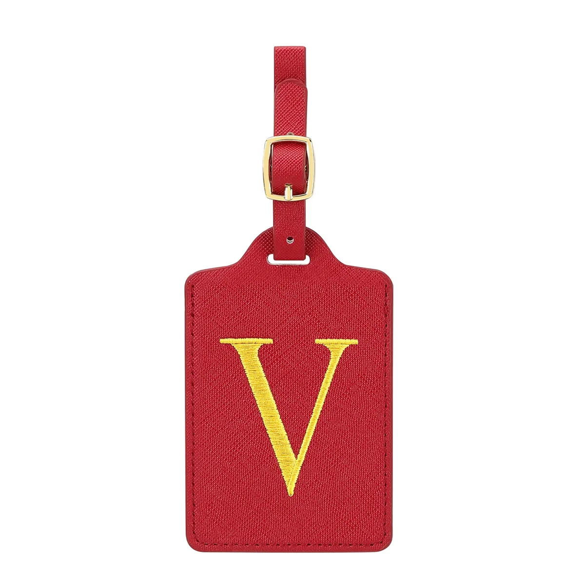 étiquettes de bagage miyin 26 lettres en cuir pu pour valises, protection de la vie privée, accessoires de voyage essentiels, rouge éclatant