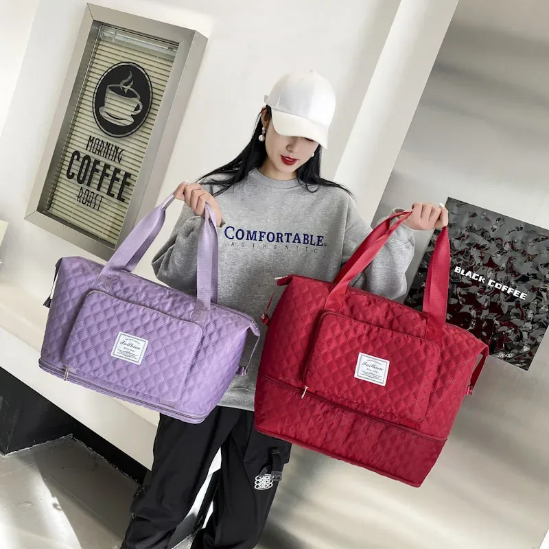 Sac de voyage pliable étanche pour femme, grande capacité, séparation sèche et support, sac de rangement, fourre-tout Lingge, yoga initié