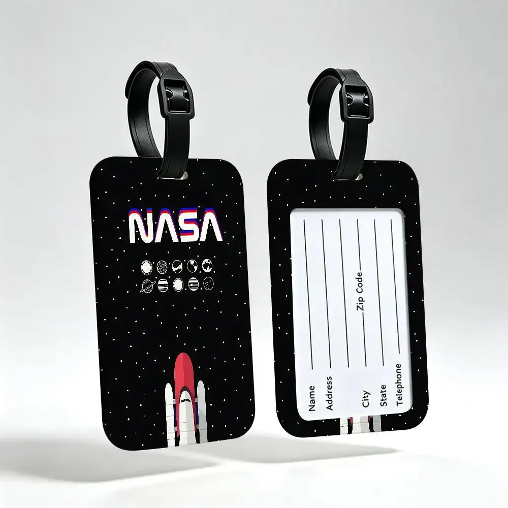 étiquette de bagage en pvc avec logo usa n-nasas, accessoire de voyage, design anti-perte, pochette détachable pour carte d'information