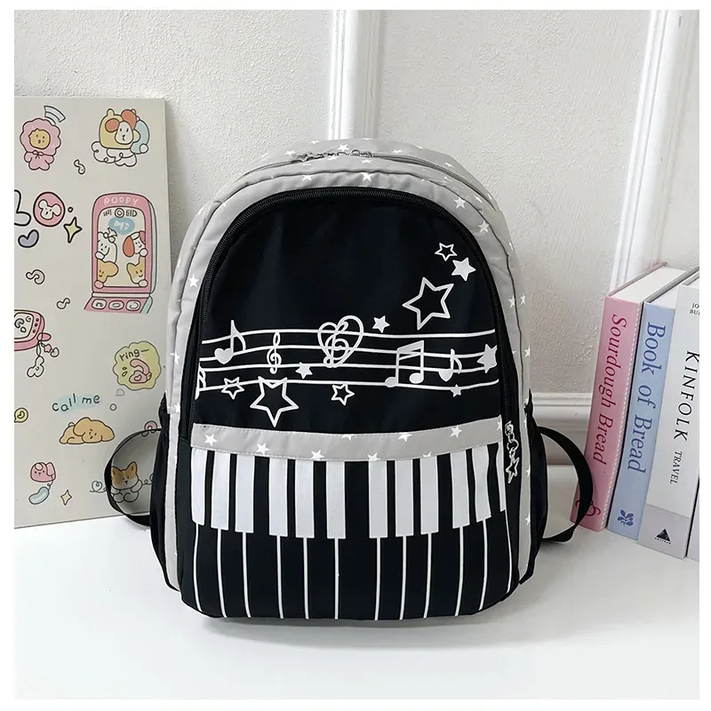 sac à dos coréen à pois pour piano, sac d'étudiant tendance, sac de voyage décontracté, sac à dos de grande capacité léger pour ordinateur portable
