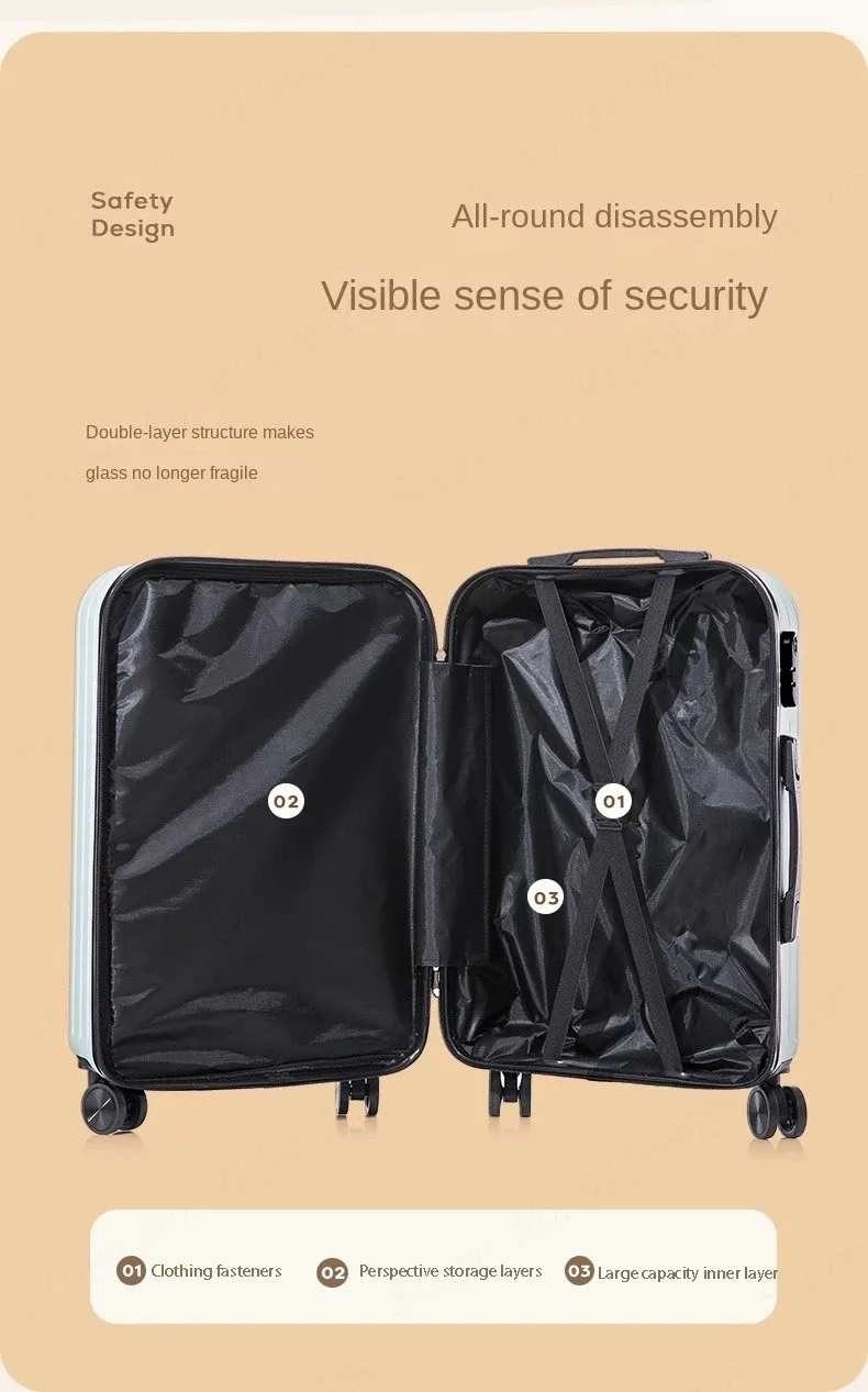 valise de grande capacité ensemble de valises légères 20 pouces valise à cabine chariot bagages avec porte-gobelet