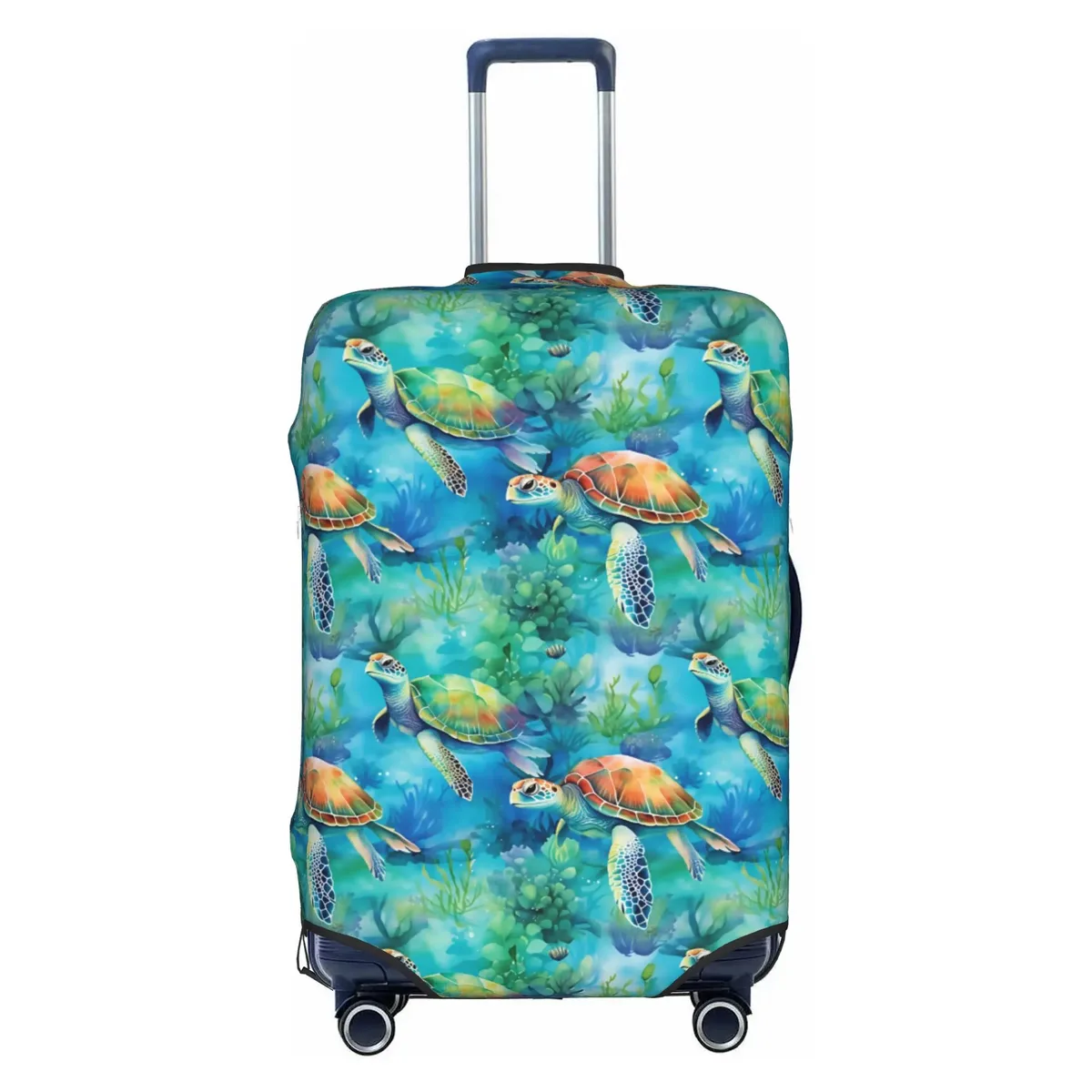 housse de protection pour valise, motif tortues marines sur fond bleu marine, mignonne, convient aux valises de 18 à 32 pouces