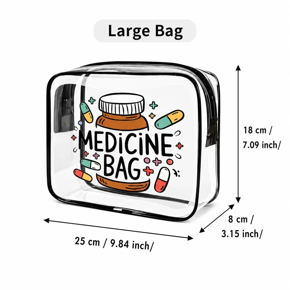 sac à médicaments transparent en pvc imperméable, sac de rangement pour médicaments de voyage, pilules de premiers secours, cosmétiques, articles de toilette, organisateur portable