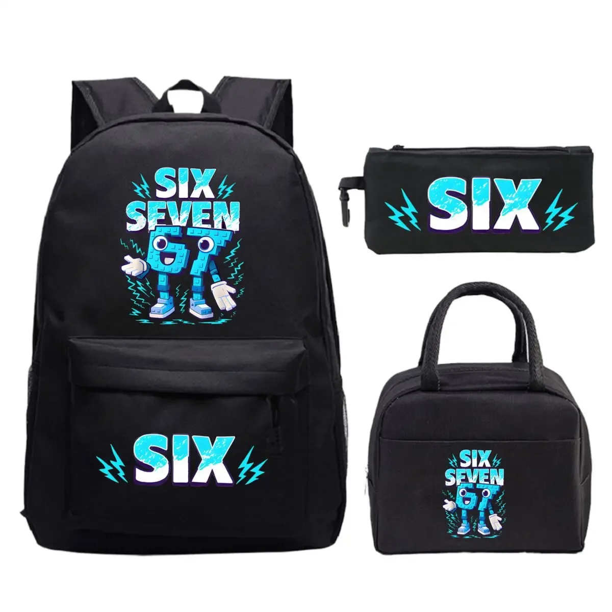ensemble de 3 sacs d'école amusants avec impression de chiffres 67 six sept pour filles et garçons, avec boîte à lunch et trousse à crayons, sac à dos de voyage amusant 67