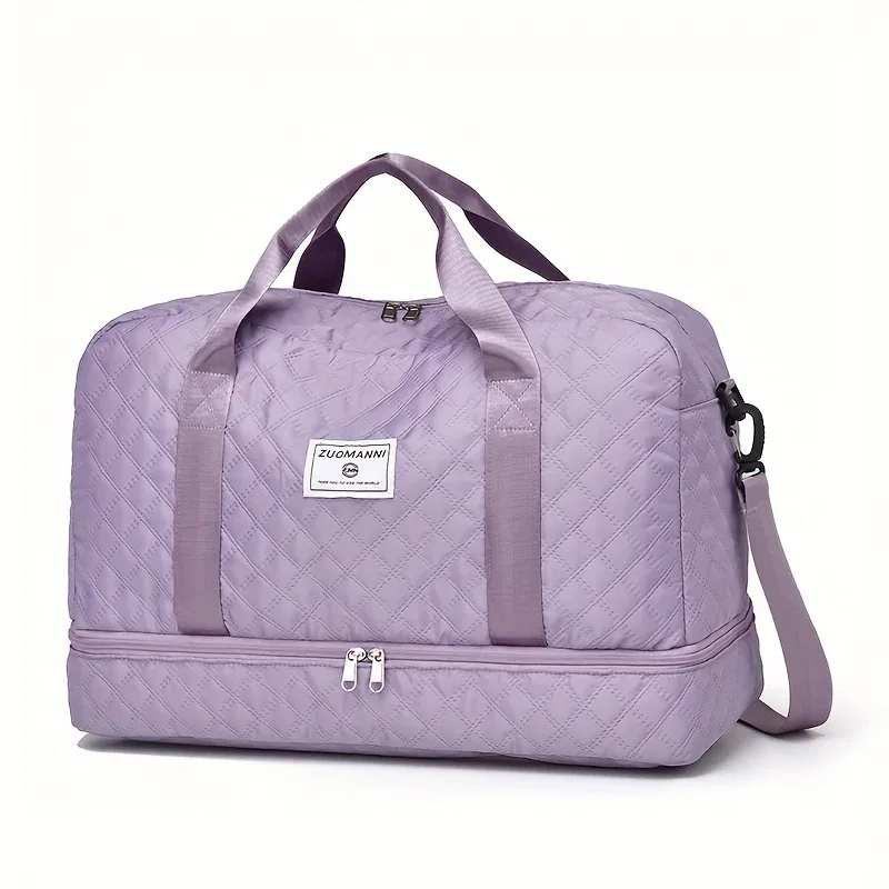 sac de voyage décontracté en nylon, grande capacité pour le sport et le fitness, sac de week-end portable à plusieurs poches pour la nuit.
