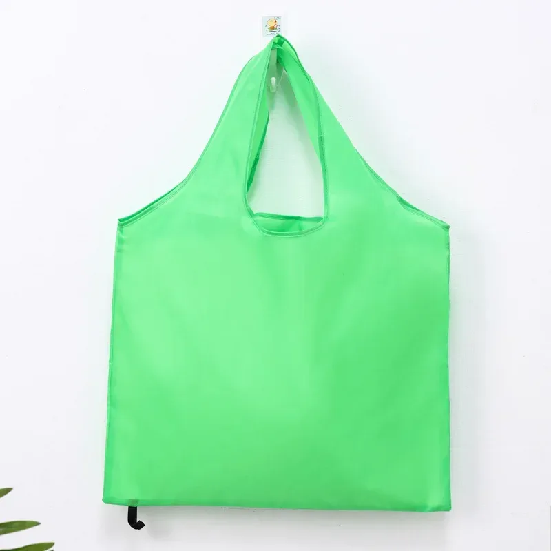 sac de courses réutilisable pour femmes et hommes, sac d'épicerie pliable en nylon de couleur unie, sac fourre-tout écologique, sacs à main portables