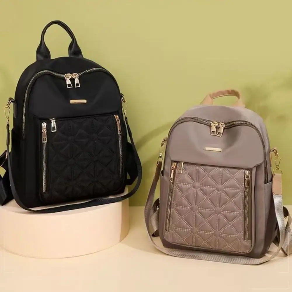 sac à dos de luxe simple en tissu oxford, sac à bandoulière multifonctionnel de couleur unie, sac à main de style coréen rétro