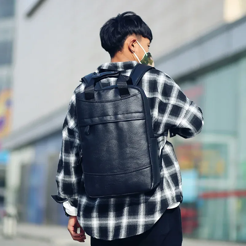 sac à dos étanche vintage pour hommes, sacs d'école de luxe, sacs à dos décontractés en cuir pu, sacs à dos de voyage rétro, sac pour ordinateur portable 15.6 pouces