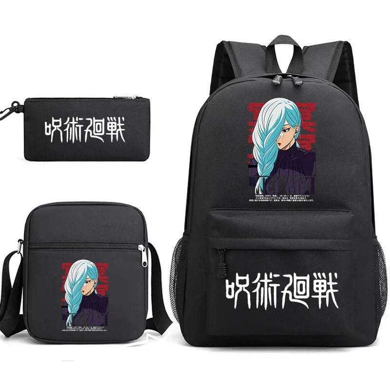 sac à dos anime jujutsu kaisen, trousse à crayons, ensemble de 3 pièces, sac à dos léger pour enfants et adolescents