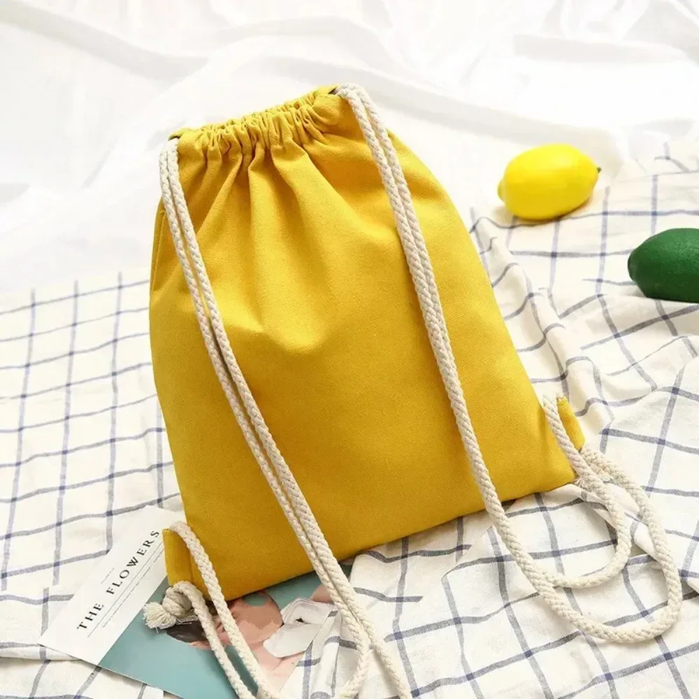 sac en toile pour étudiants, sac à dos style cordon de serrage, couleur unie, sac en tissu simple, sac décontracté de poche pour hommes et femmes, portable
