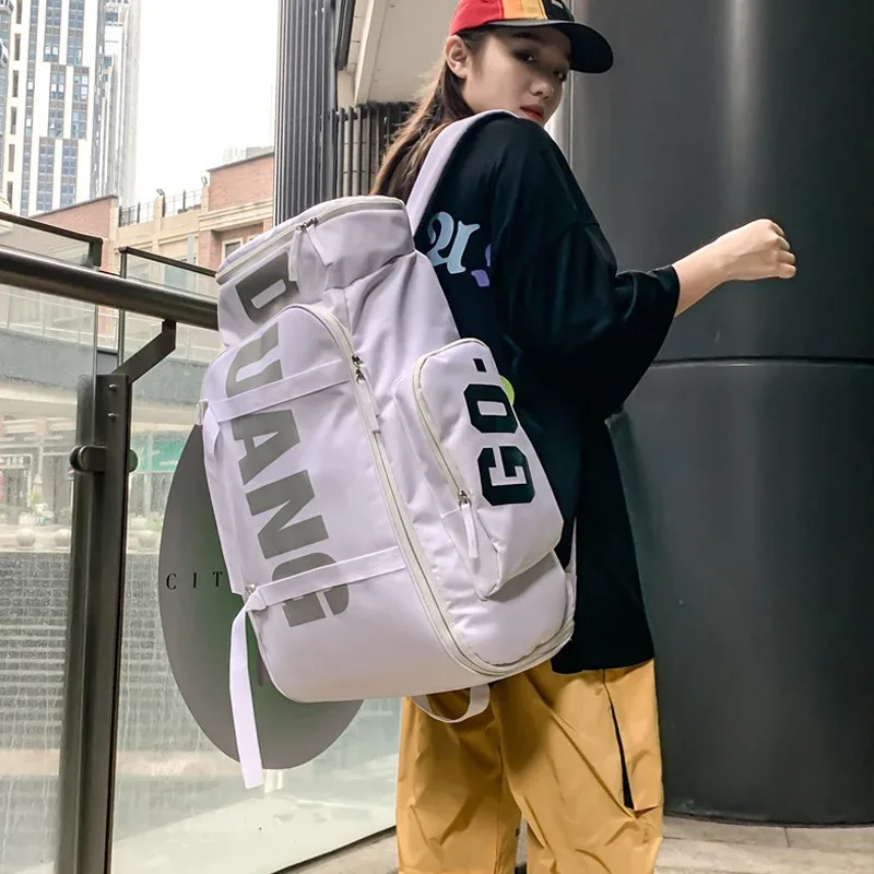 sac à dos de voyage avec lettres de mode, grande capacité, étanche, sac de sport, de sport, multifonctionnel, pour l'extérieur, sacs d'école secs et humides