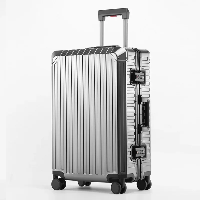 valise de voyage à roulettes en alliage d'aluminium-magnésium, sac d'embarquement universel avec roue et mot de passe, 100%