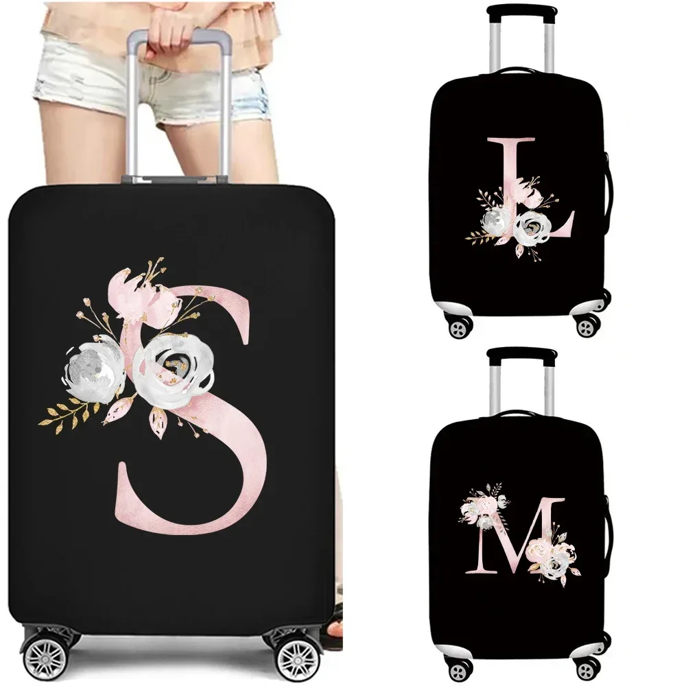 Housse de protection élastique épaisse pour bagages, housse Anti-poussière, anti-rayures, housse de valise, combinaison à fermeture éclair pour sac de 18 à 32 pouces, série fleur rose