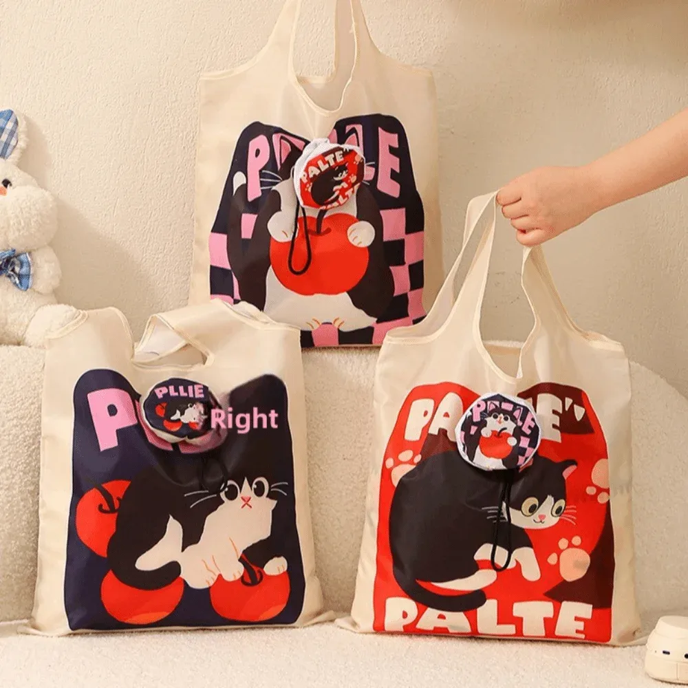 sac de courses à motif d'animaux de dessin animé, léger, grande capacité, écologique, pliable, sac de rangement mignon, utilisation quotidienne