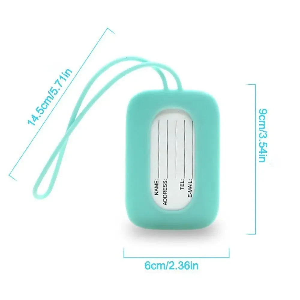 étiquette de bagage en silicone souple avec lanière, identification de valise, carte d'embarquement anti-perte, nom, téléphone, adresse, voyage