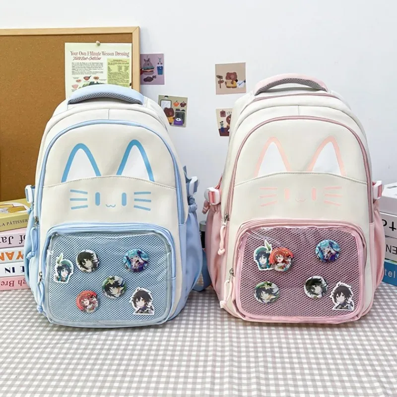 haute capacité ita mochilas mujer chat mignon pratique mochila japon style sac étudiant sac à dos spacieux sacs durables pour femme