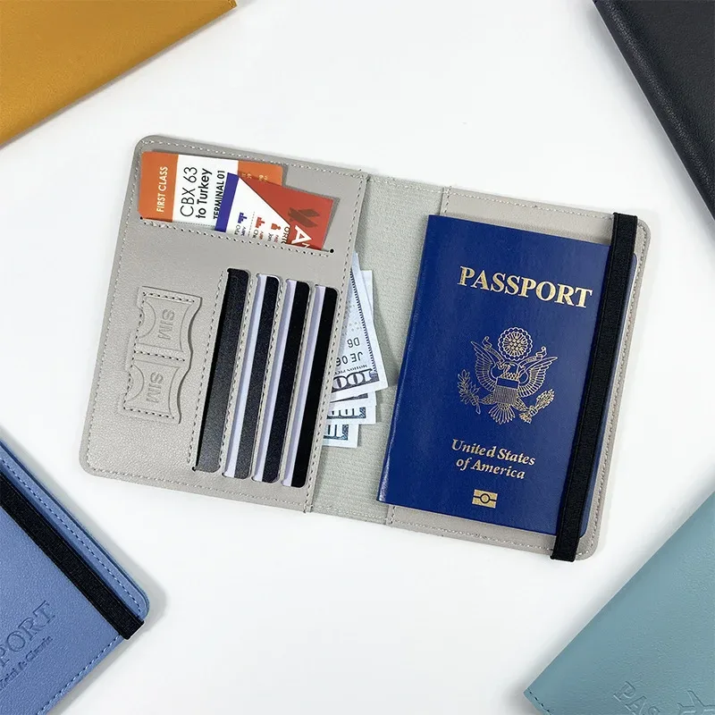 portefeuille de passeport en cuir pu, accessoires multifonctions, housse de protection, porte-livres de voyage pour femmes/hommes