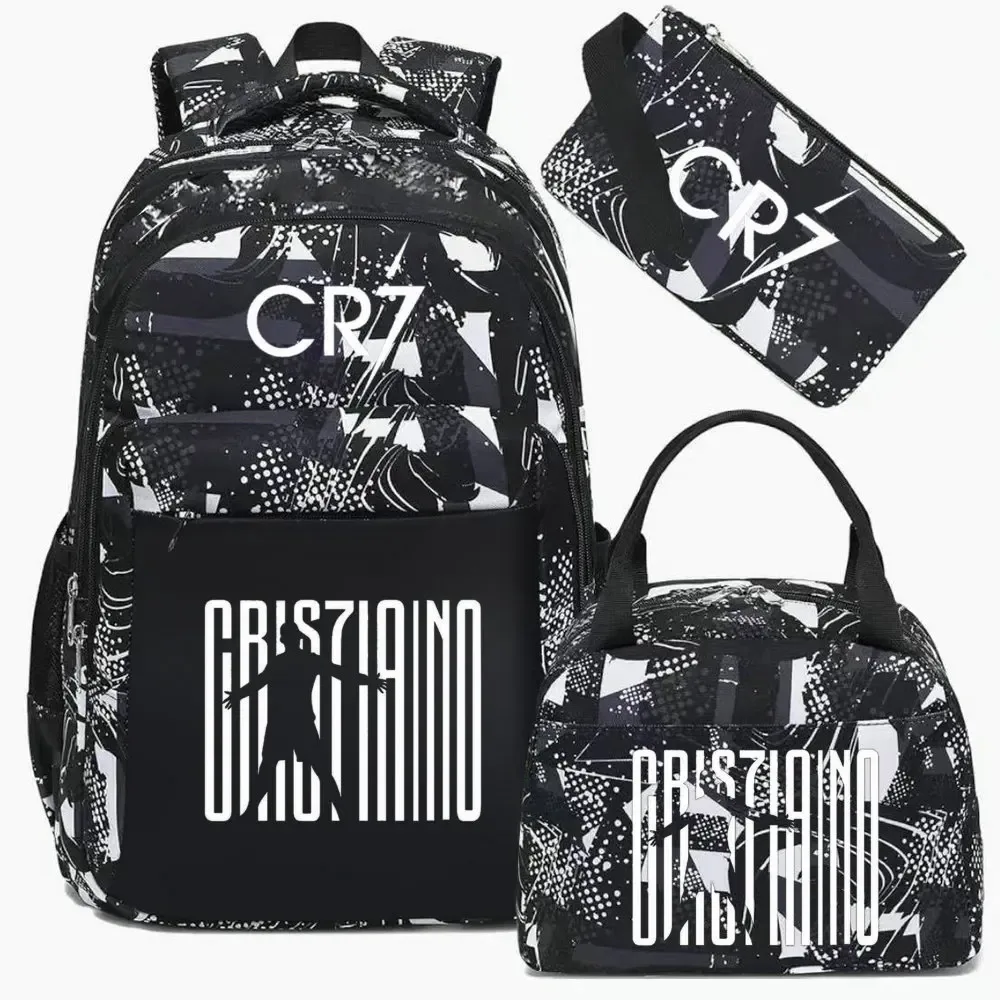 sac à dos pour ordinateur portable cr7, pour femmes et hommes, sacs à dos décontractés pour le sport et le football, sac à dos oxford pour femmes, sac d'école pour hommes, sac de voyage, mochilas 3 pièces