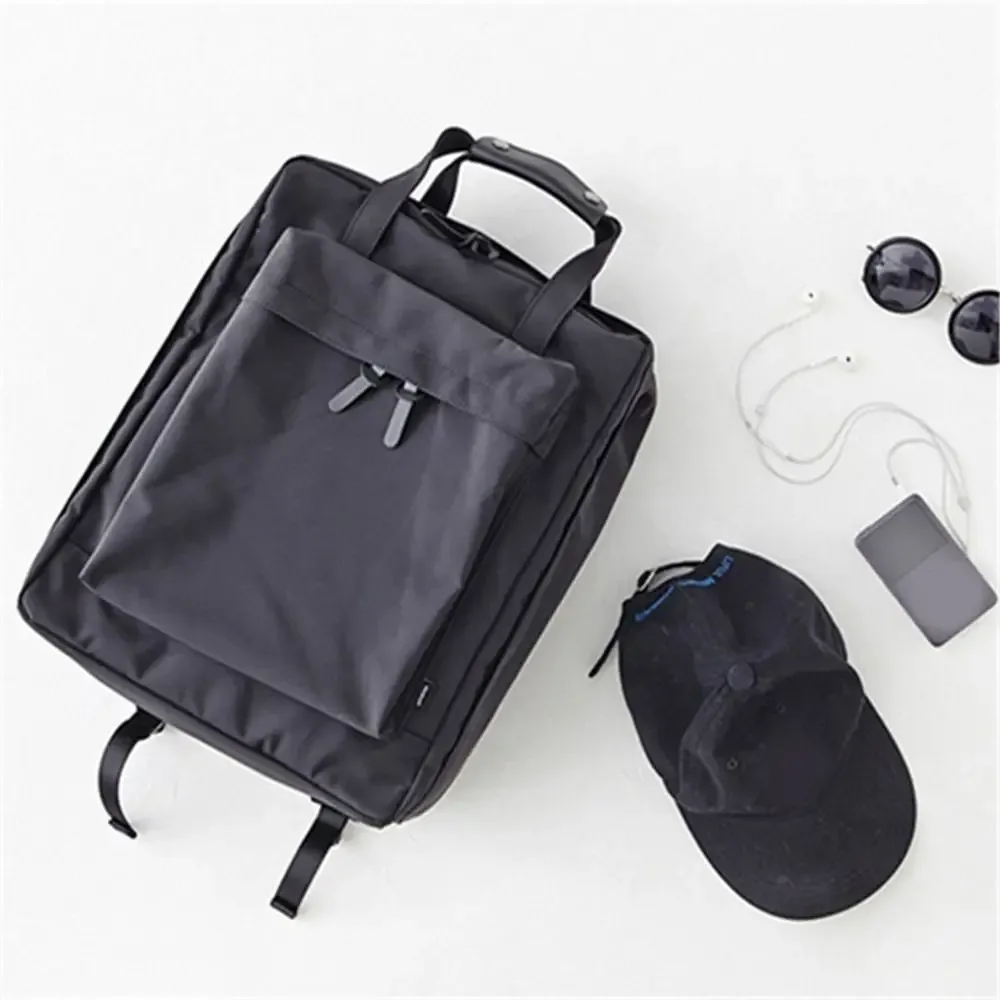 sac à dos polyvalent en nylon pour ordinateur portable, couleur unie, grande capacité, sac à bandoulière pour homme, sac de voyage imperméable.