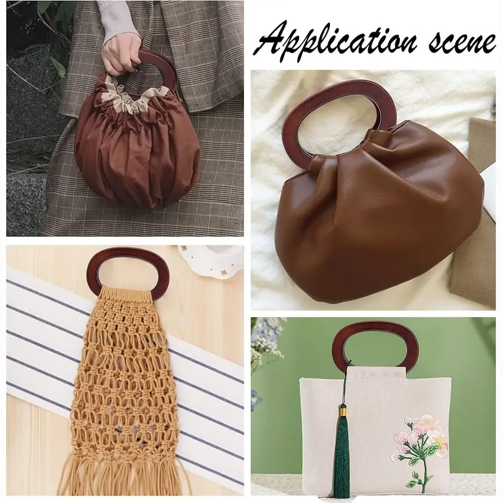 poignée de sac ovale en bois faite à la main diy 17,3*10cm, poignées de sac, bandoulière, sac au crochet