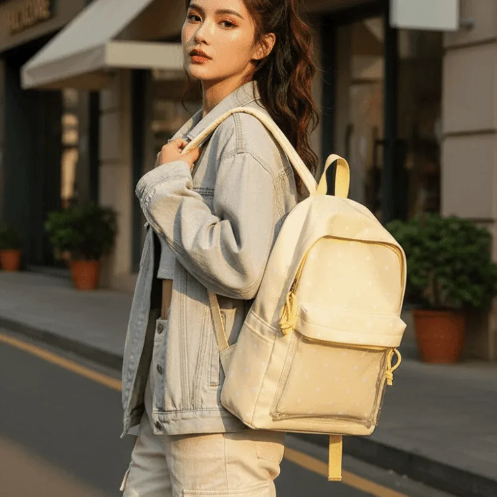 sac à dos transparent de style japonais ita bag avec bretelles réglables, fenêtre transparente, fermeture éclair, grande capacité, à pois