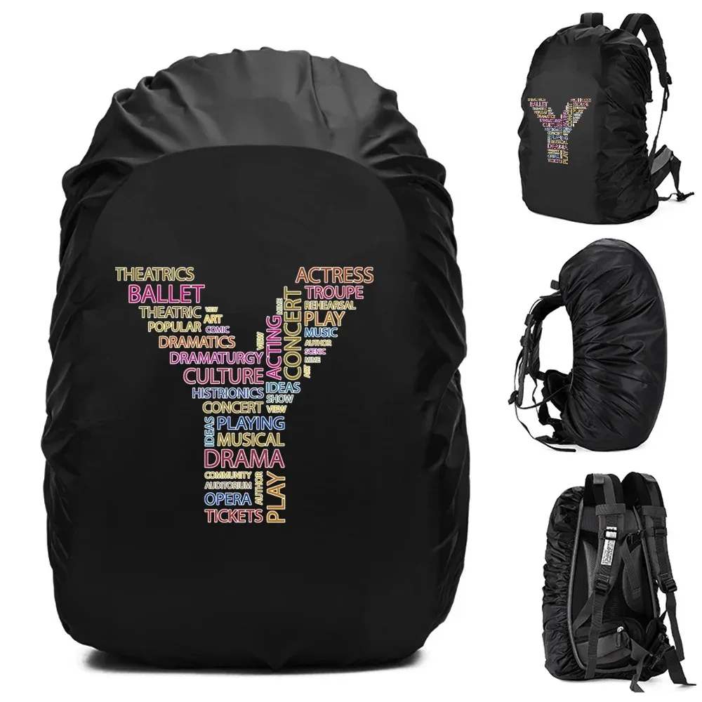 sac à dos imperméable pour homme, housse de pluie, camping en plein air, randonnée, escalade, sac à dos anti-poussière, texte imprimé, 20-70 l