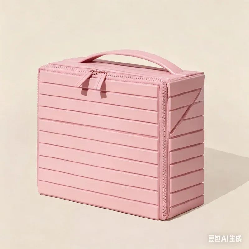 nouvelle trousse de maquillage urbaine minimaliste à rayures 3d, grande capacité, style européen simple, sac de rangement élégant pour voyage et quotidien