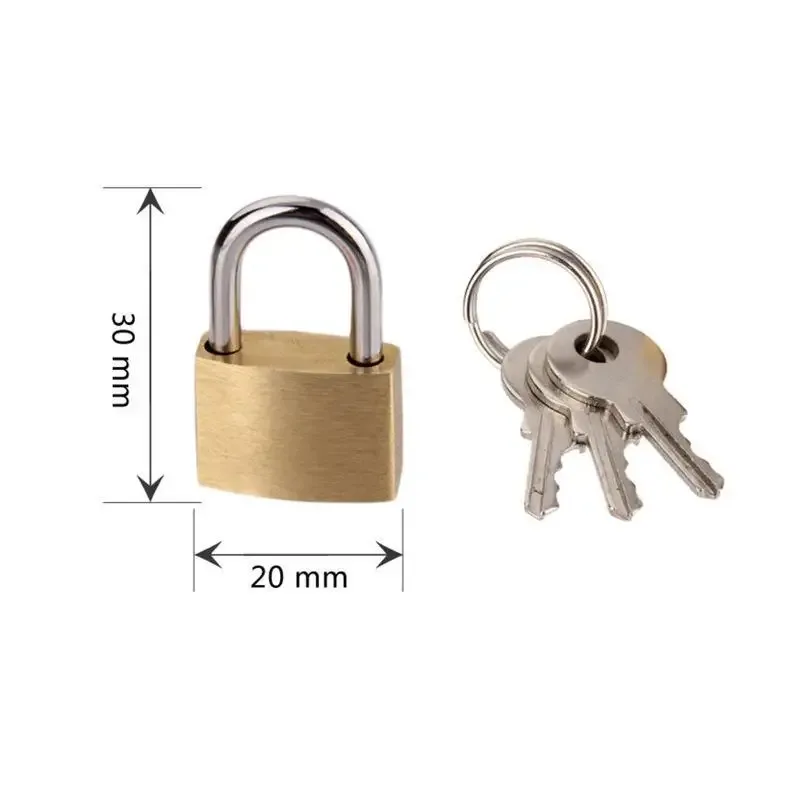 mini cadenas en laiton massif avec 3 clés, serrure de sécurité pour bagages, sac à dos, casier de gym, valise, tiroir, armoire