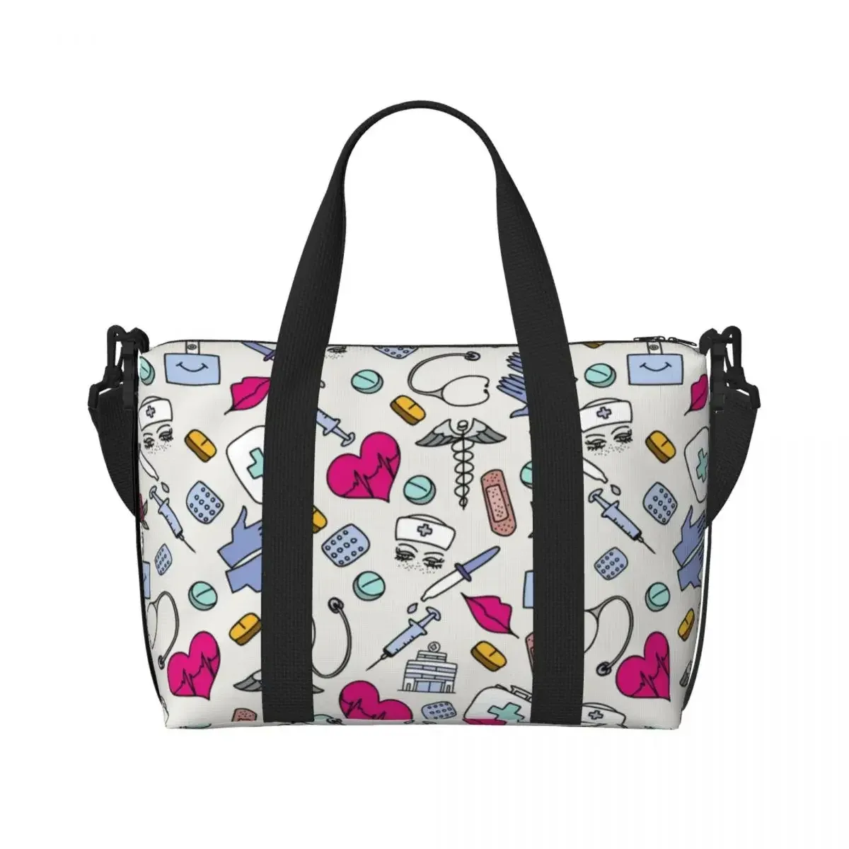sac fourre-tout de plage pour infirmières, motif d'allaitement, pour femmes, soins de santé, grand compartiment, sacs de voyage de plage