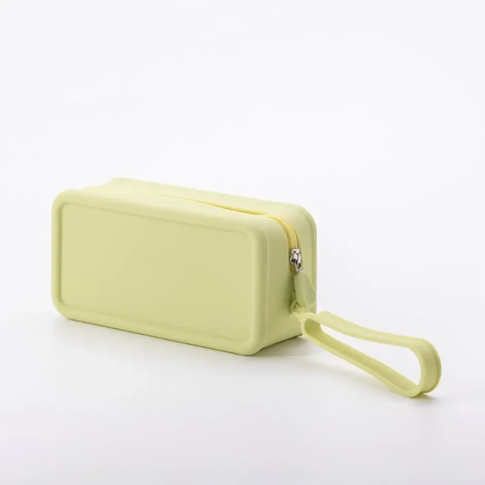 nouvelle pochette à monnaie en silicone imperméable grande capacité, étui pour écouteurs, pochette de voyage unie avec fermeture éclair, trousses et étuis cosmétiques pour étudiants
