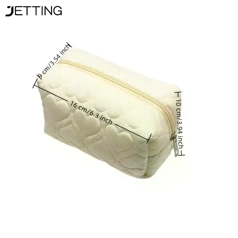 sac de maquillage en peluche à motif d'amour pour femmes, grands sacs à cosmétiques portables de voyage et de transport, trousse de toilette à fermeture éclair, sacs de rangement de lavage