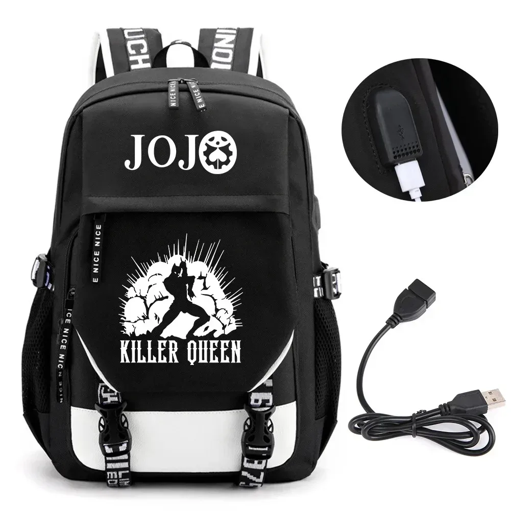sac à dos de voyage pour ordinateur portable garçon et fille, chaîne anime jo jonathan joes killer golden experience, sacs à livres scolaires mochila, port usb