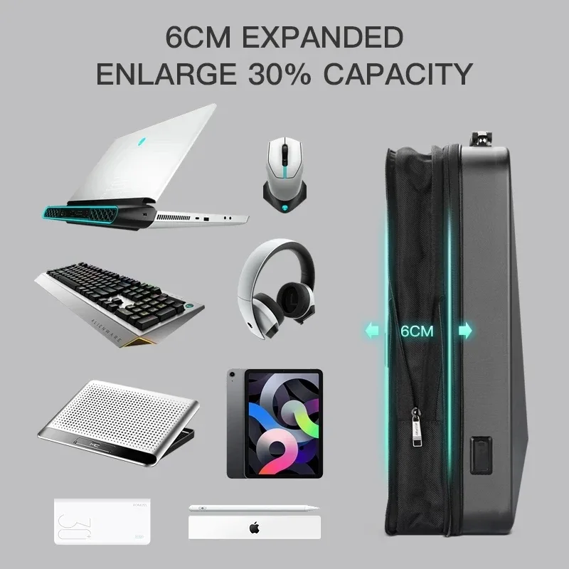 bopai coque rigide intelligente usb charge étanche 17.3 mince pochette d'ordinateur hommes sac à dos d'affaires extensible anti-vol sac à dos de jeu