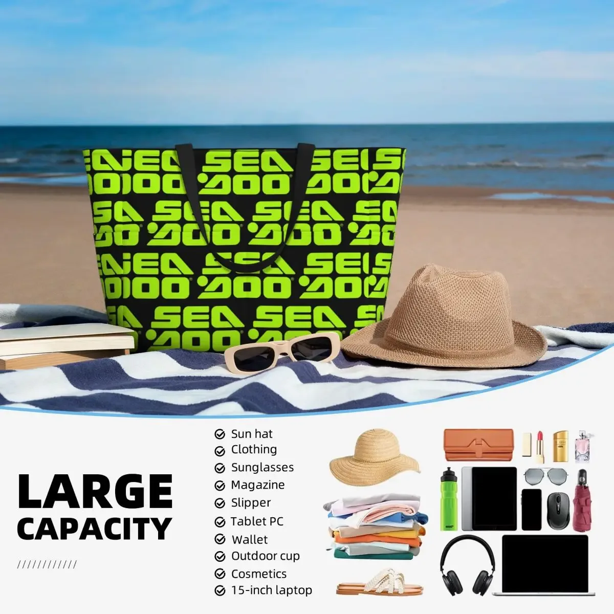 sac de plage marin sea doo team rxt brt, sac de sport, sac de yoga, grand sac fourre-tout, sac de voyage pour femmes, sac de fitness