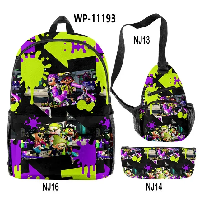 splatoon 3-sac à dos de voyage à fermeture éclair, oxford, cartable d'école harajuku, à la mode, pour cosplay