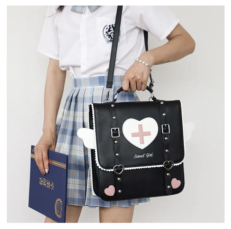 lolita wing coussins cross backpack bag, school students, outdoor initiated ple, laptop bag, rucksack cosplay