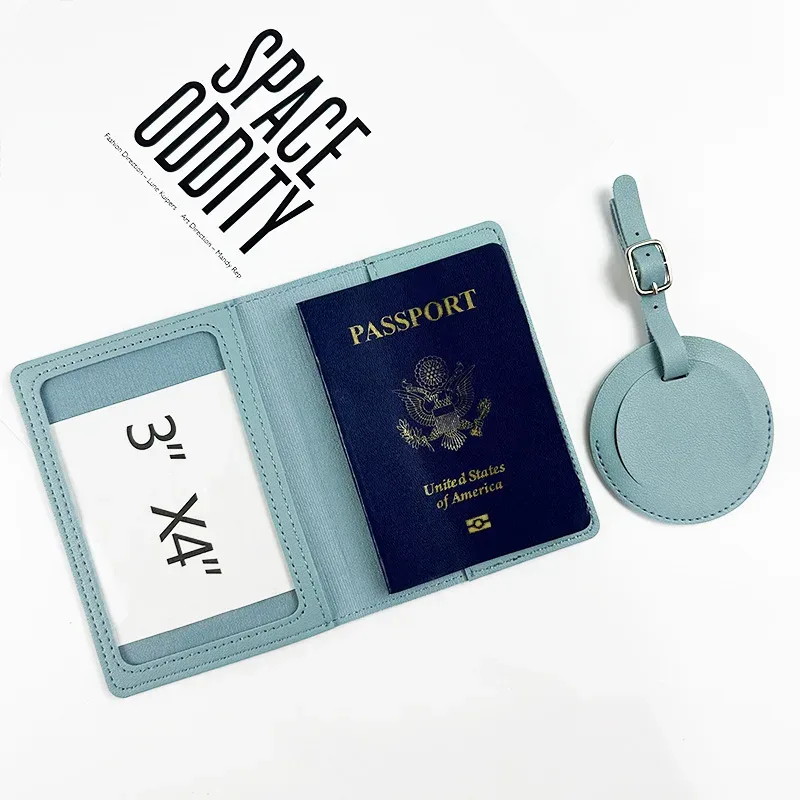 couverture de passeport de voyage avec nom personnalisé, étiquette ronde pour bagages, étiquette de valise personnalisée avec sac d'étiquette d'air, cuir pu, cadeau de luxe, livraison directe