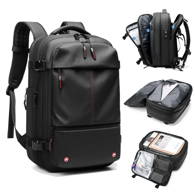 sac à dos de voyage pour homme 17 pouces, sac à dos à compression sous vide, sac à dos d'affaires grande capacité, sac à dos scolaire extensible, sac à dos d'extérieur