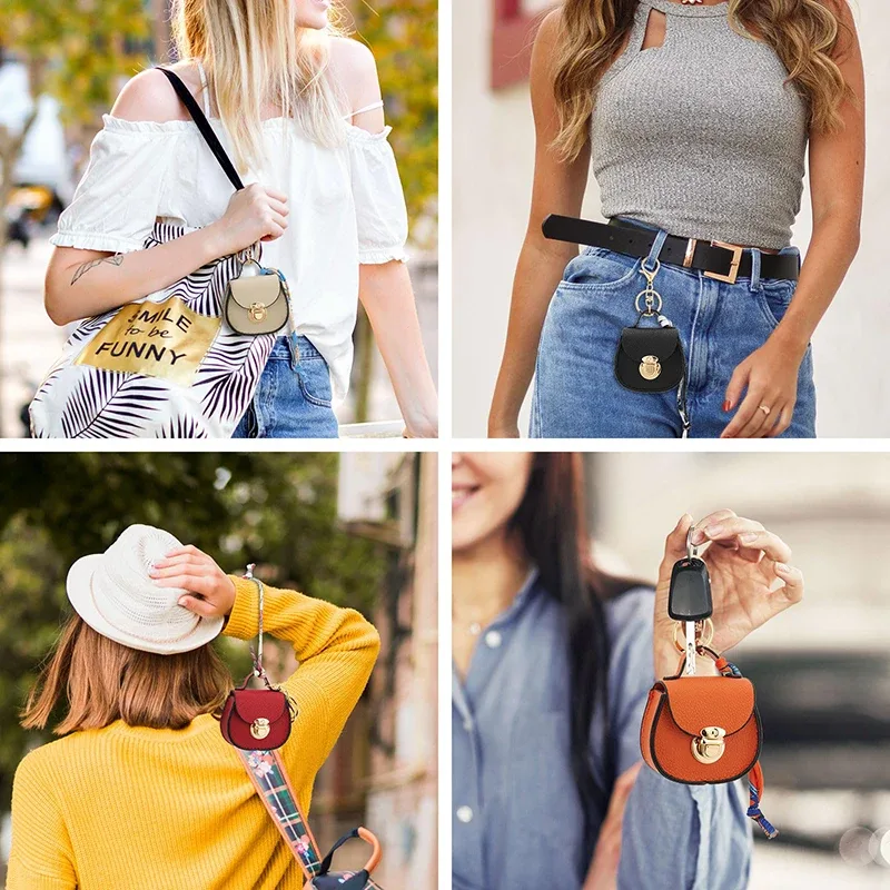 pochette porte-clés multifonctionnelle et portable, tendance et polyvalente, en forme de selle, avec porte-monnaie et étui de rangement pour écouteurs sans fil.